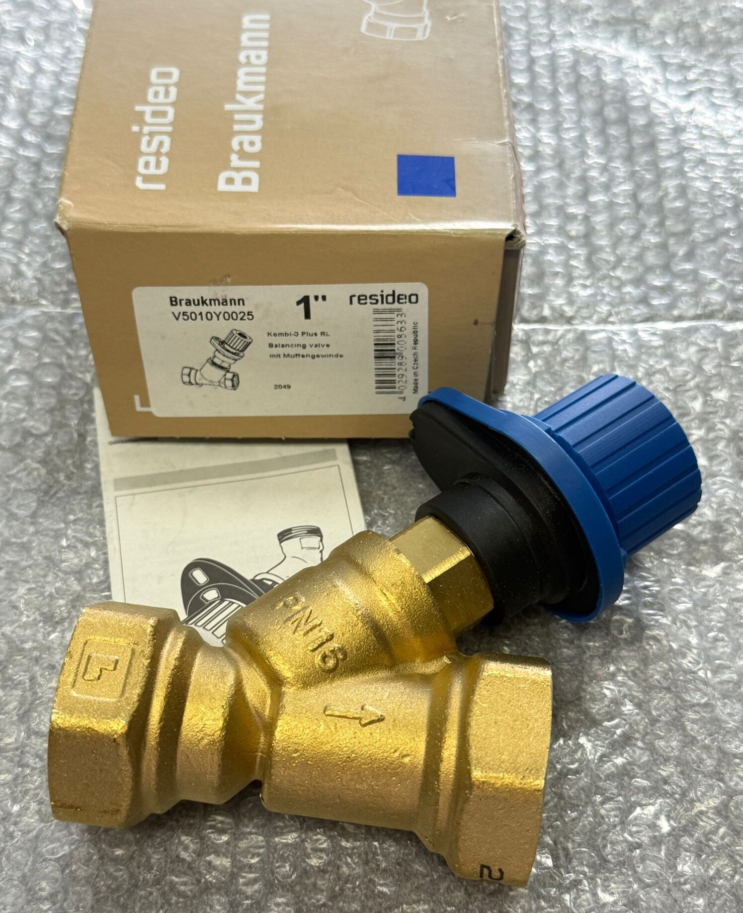 V5010Y0025 Resideo Double-Regulating Balancing Valve with internal thread, Rp 1 in, DN25