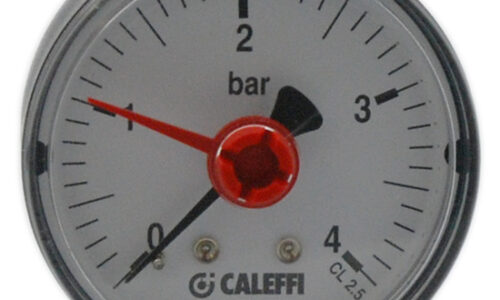 Caleffi 557204 pressure gauge 0-4 bar back connection 1/4 inch for heating and HIU systems