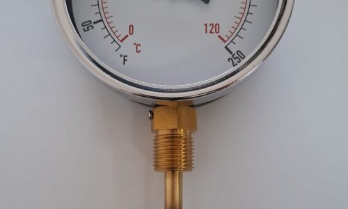 Bi-Metal Thermometer 0-120°C 100mm Bottom BSP 1/2″