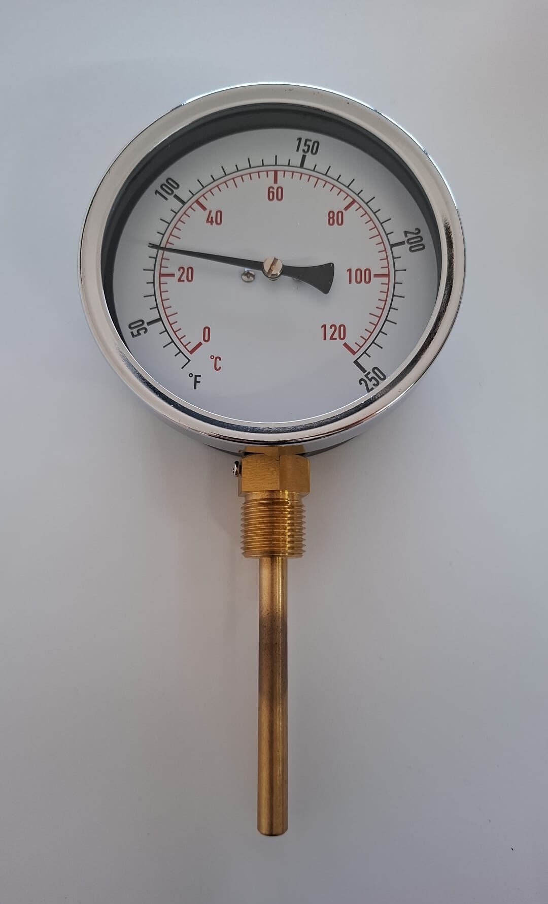Bi-Metal Thermometer 0-120°C 100mm Bottom BSP 1/2″
