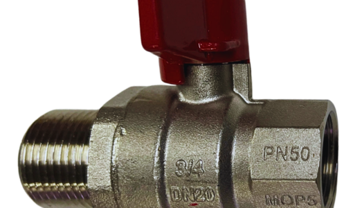 2-Way Brass Ball Valve Butterfly Handle Long Design DN20, PN50, MxF G3/4"