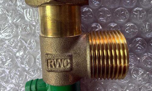 RWC Rapid brass side drain-off tee union fitting M x F with green drain valve for heating and HIU systems